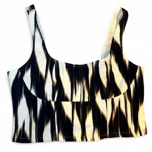 Banana Republic Linen Blend Cropped Bustier Size 12, Black Tan White